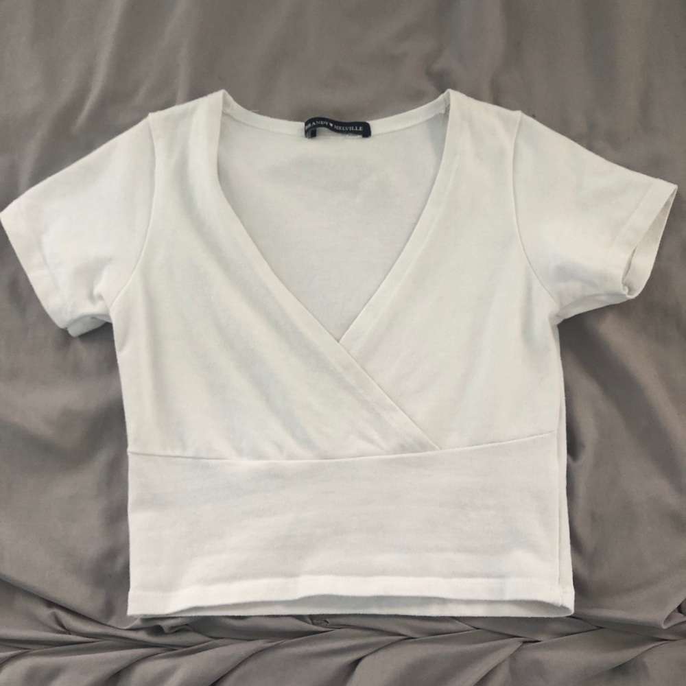 Brandy Melville White V-Neck T-Shirt